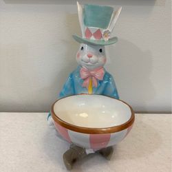 20” Giant Mad Hatter Easter Bunny With Candy Bowl