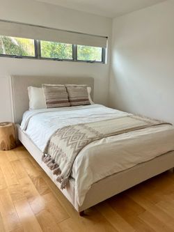 Queen Upholstered Bed Frame w/ Slats