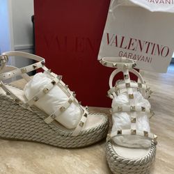 Valentino Garavani - Rockstud Caged Wedge Espadrille Sandals