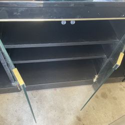 TV Stand $480 Off “Made In USA 🇺🇸” Clearancwith Cable Management for TVs, Black Glass  / fr. Original price ($500) On Sale 200$ Everything Must B-