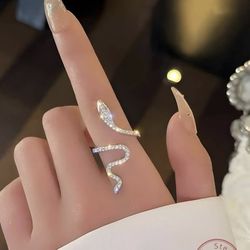 S925 Silver Snake Design Cubic Zirconia Wrap Ring