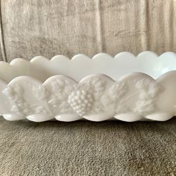 Large Milk Glass Rectangular Dish 