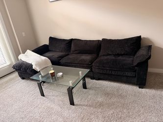 Black Fabric Sectional Sofa