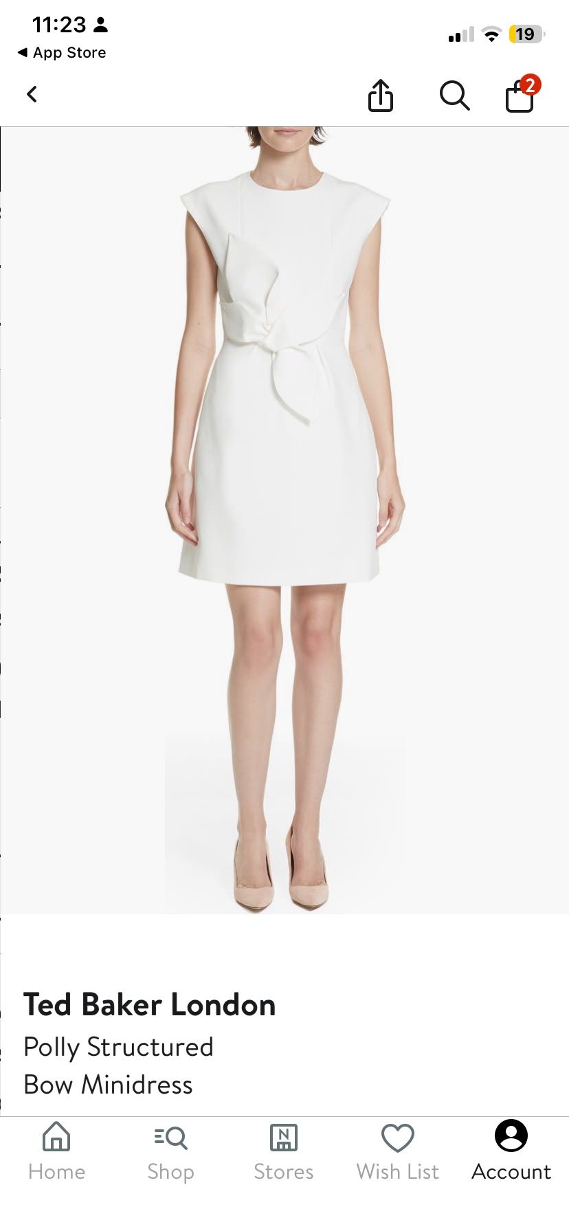 Ted baker London Bridal Structured Bow Minidress; Size 0