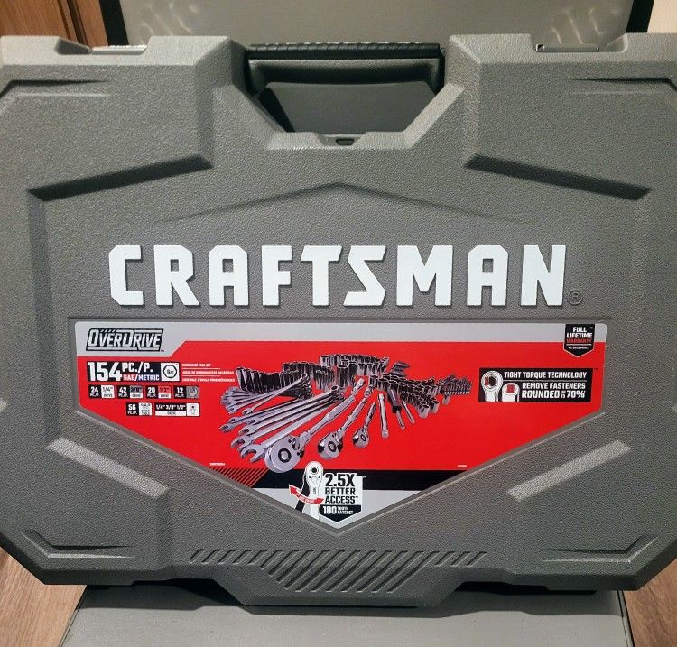 New In Box Craftsman Overdrive 154 Piece Mechanics Tool Set