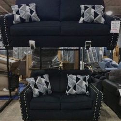 Black Ashley 2 Piece Sofa & Loveseat 👉 Living Room Set 👍 Delivery Available ✅