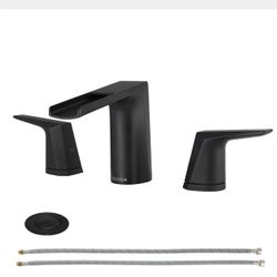 Jakarda 8" 2 Handle Contemporary Bathroom Sink Faucet Black w/waterlines 