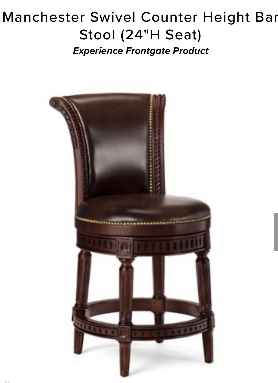 4 Frontgate Manchester Swivel Counter Height Bar Stool (24"H Seat