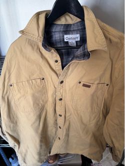 New men’s  Carhartt canvas fabric insulated work shirt sz Large