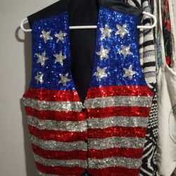 American Flag Sequin Vest