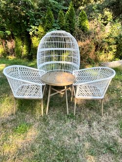 4-Piece Modern Outdoor Patio Conversation Set with Egg Chair