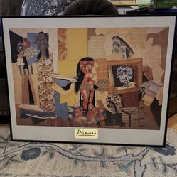Vintage Framed Picasso Poster In Great Condition What A Great Piece Of Art 25 X 22 Inches The Famous Picasso 