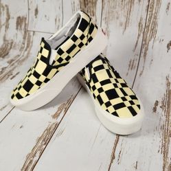 VANS CLASSIC SLIP ON Stackform Woven Check Black/White Size 8.5