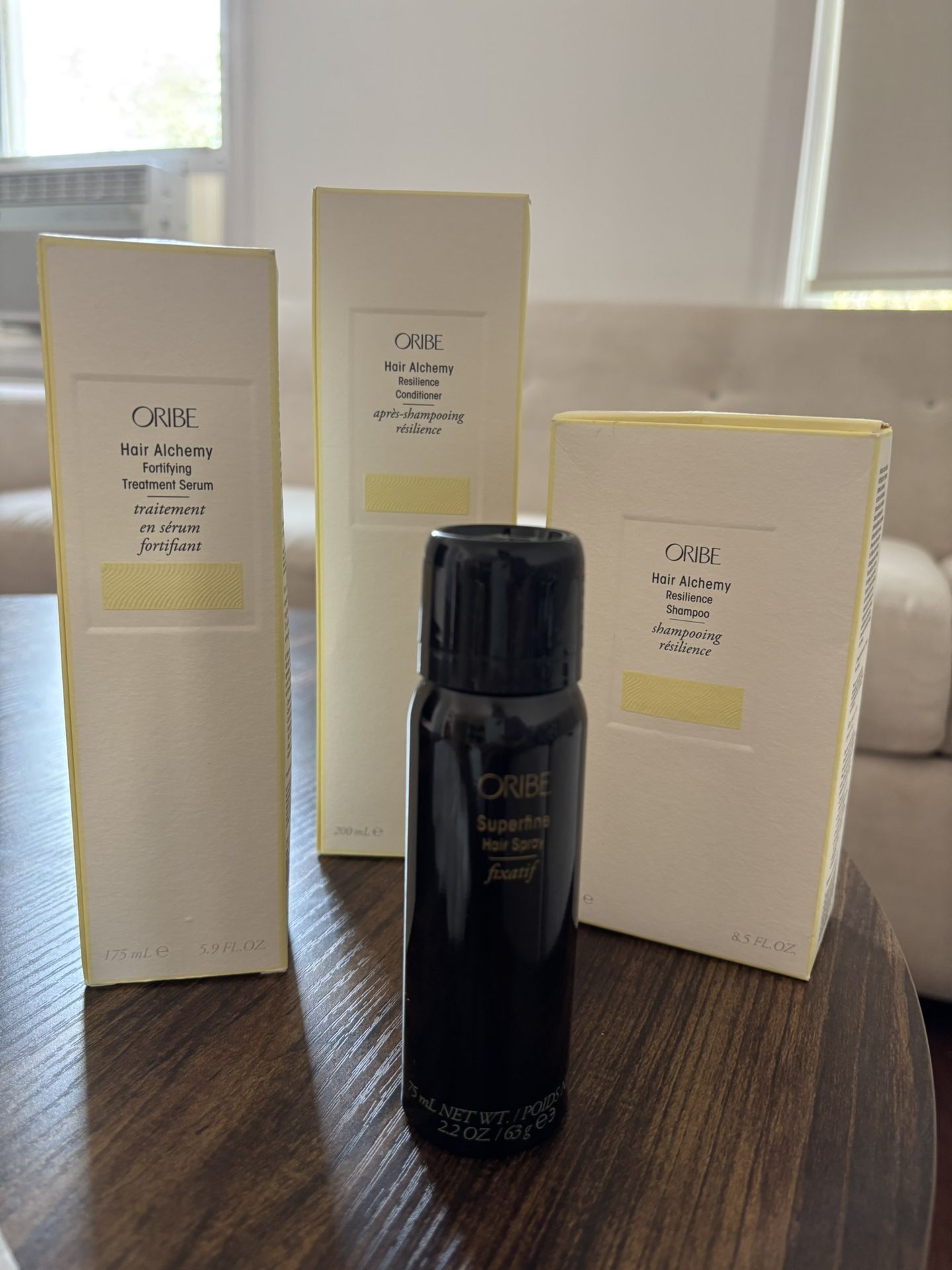 Oribe Hair Alchemy Set (Conditioner, Shampoo, Serum) & Hairspray