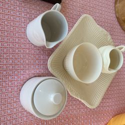  2 Sets. Cream Sugar And Plate 