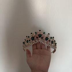 curved emerald green tiara