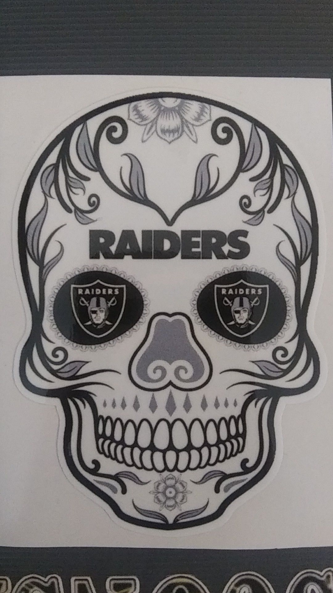 4 inch Oakland Raiders Sugar Skull Vinyl Decal Sticker