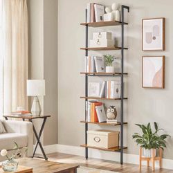 Ladder Shelf, 6-Tier Bookshelf, Wall Shelf for Living Room, Office, Kitchen, Bedroom, 23.6 x 11.8 x 80.6 Inches, Rustic Brown and B