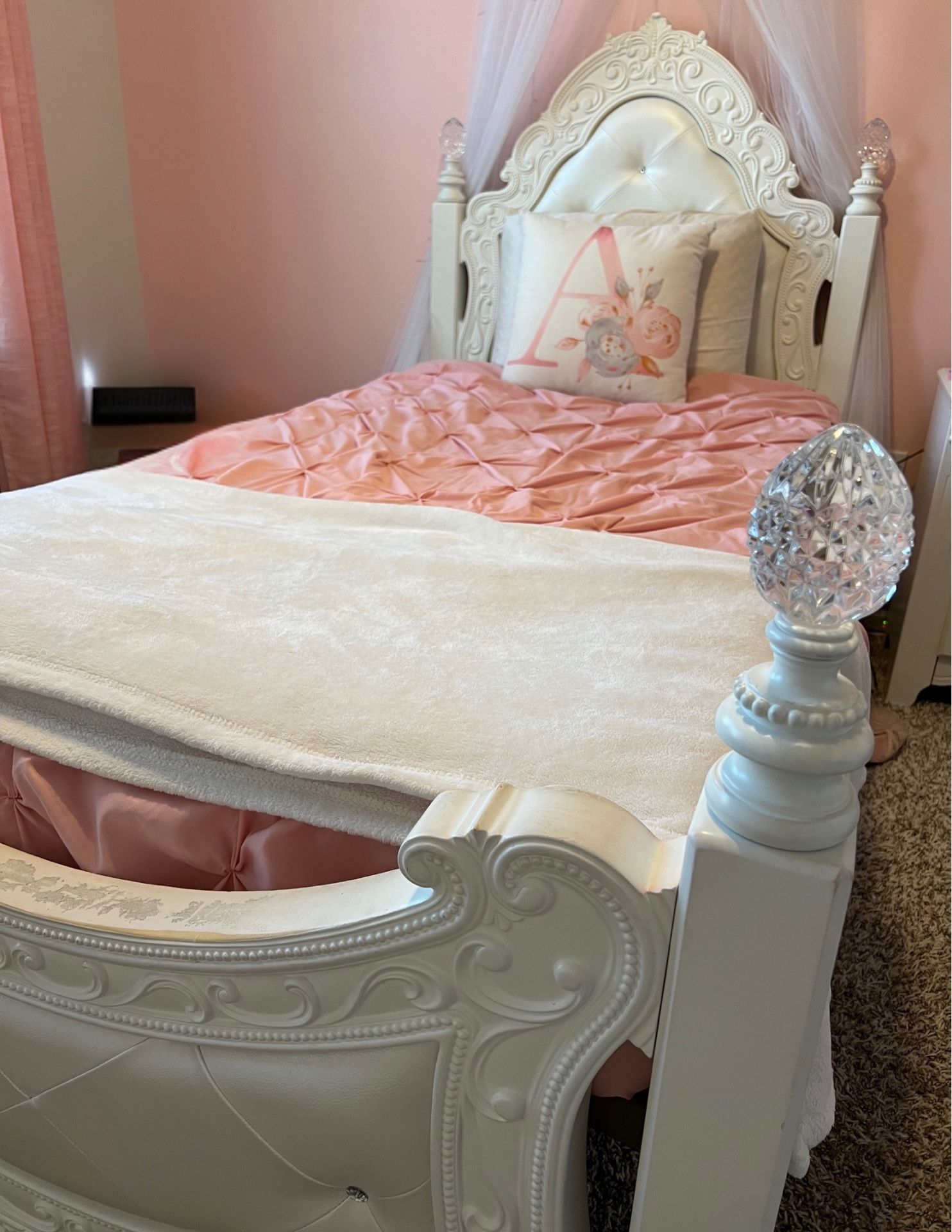 Twin White Princess Bed