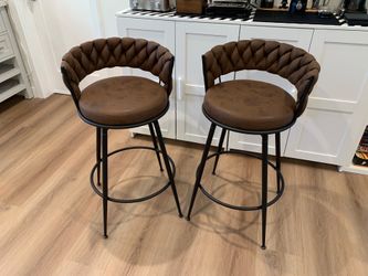 28 '' 360° Swivel Barstools Counter Bar Stools Set of 2. Dark Brown