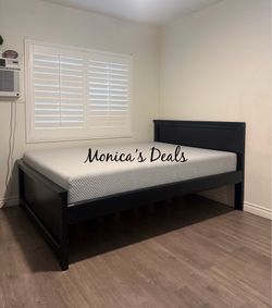 Full Solid Wood Bed With Memory Foam Mattress $460