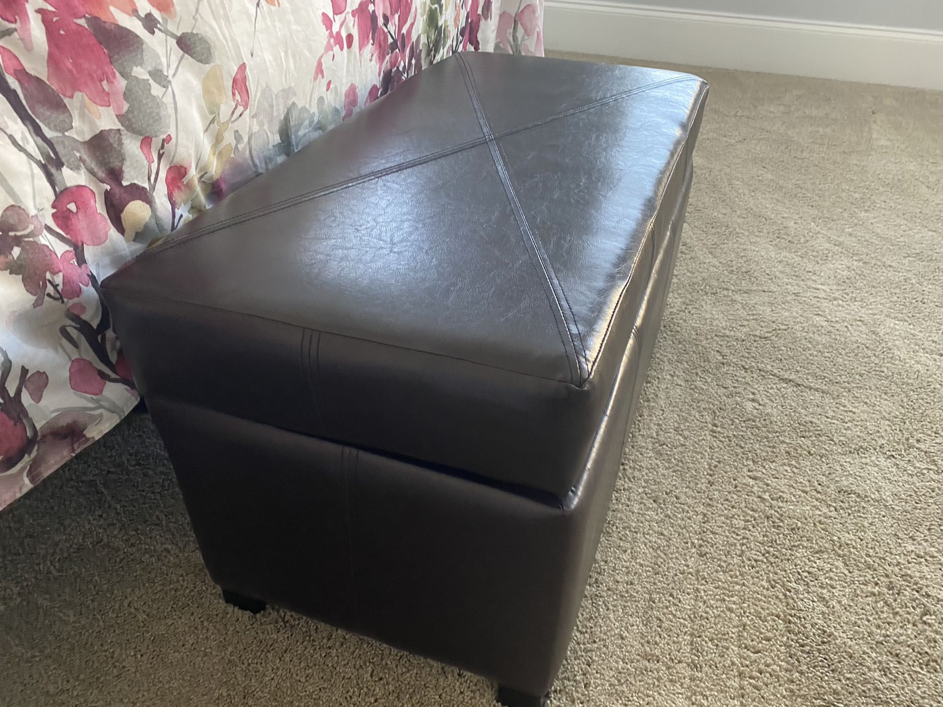 Small leather storage bench