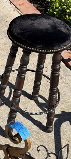 Vintage bar stool with black velvet