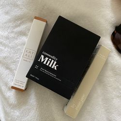 milk commodity perfume, kayali musk and dulce by rosie jane