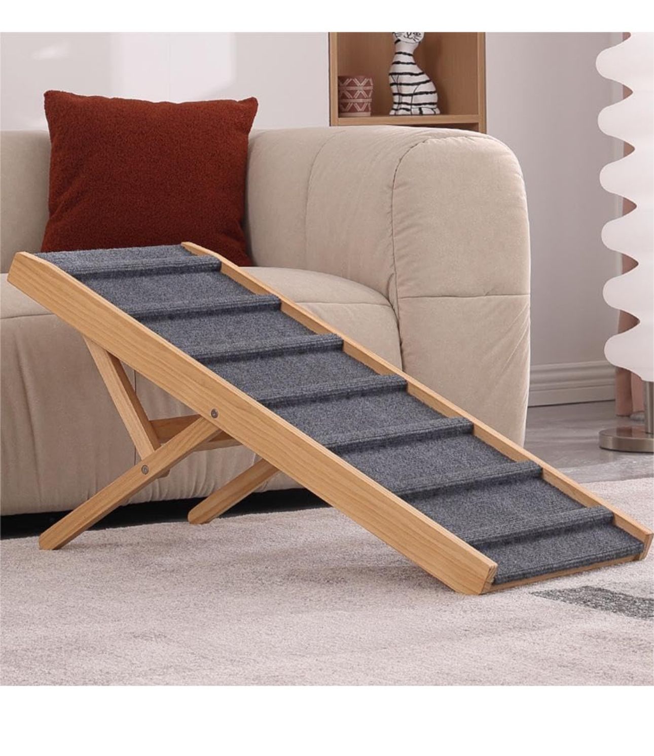 Dog Ramp for Small Large Dogs,Ramp for Dogs to Get on High Beds,Dog Pet Ramp Stairs Steps for Bed Car Couch SUV,Foldable Dog Ramp Holds 220 Pounds, Wo