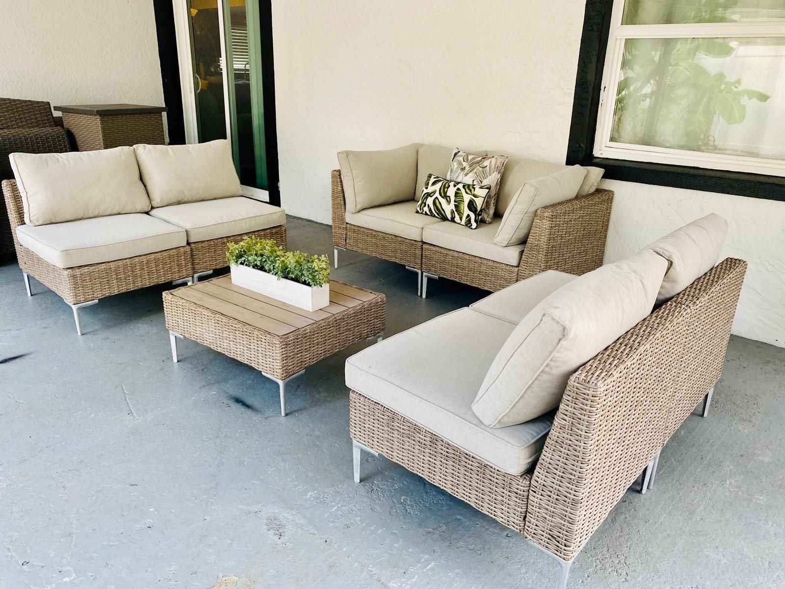 OUTDOOR PATIO FURNITURE WICKER CHAIRS SET