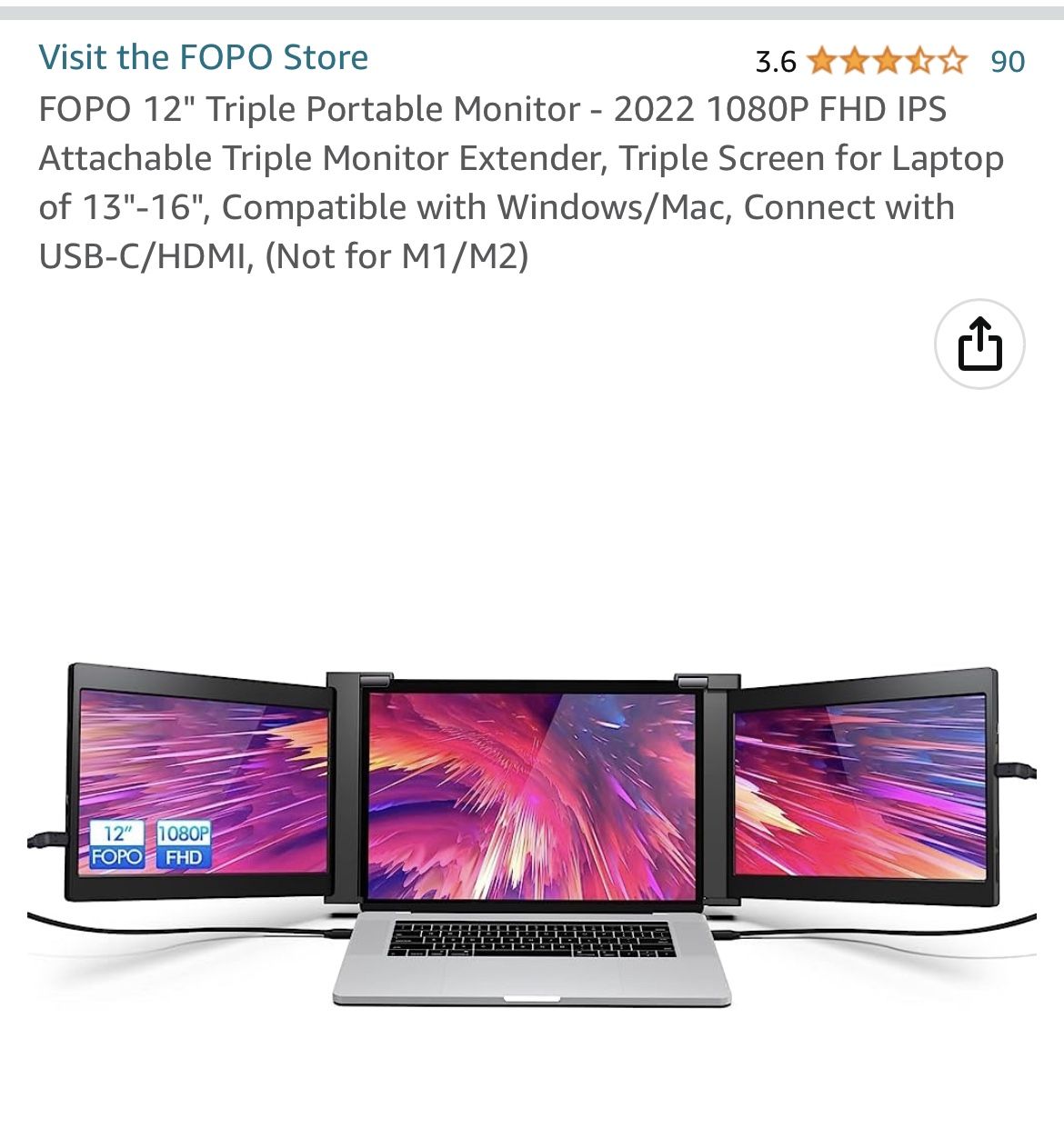 12” Triple Portable Monitor