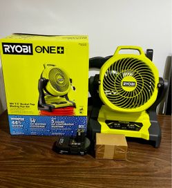 Ryobi 18v ONE+ 7.5” Bucket Top Misting Fan Kit
