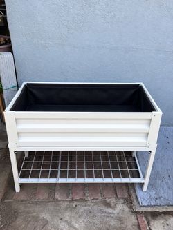 Elevated Metal Raised Garden Bed with Shelf