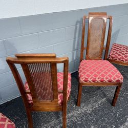 4 Vintage Solid Wood Cane Back Dining Chairs