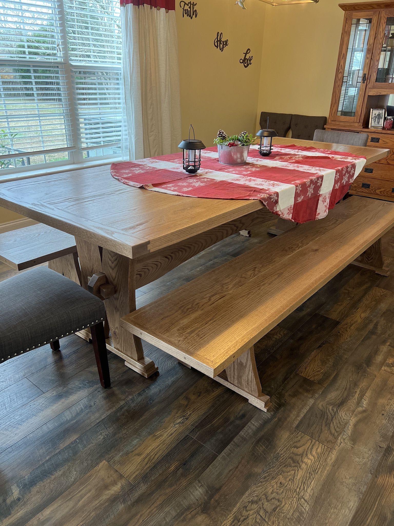 Custom Made Oak Trestle Dining Table