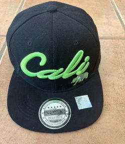 Black Cali   ….snapback hat with Neon Green logo