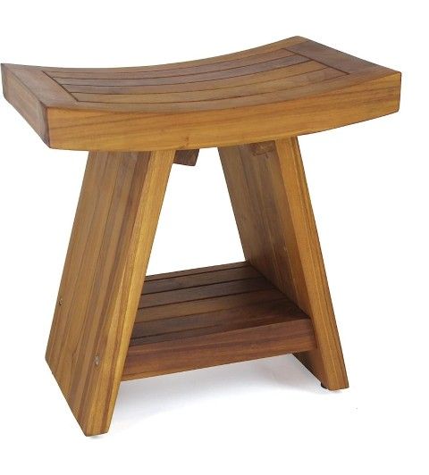 Aquateak Asia Teak 18" Stool With Shelf Model 398.