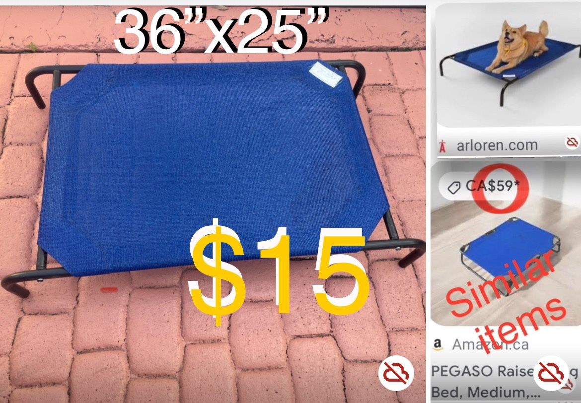 $15 Large elevated Breathable Dog Bed in great condition 3Feet by 25”