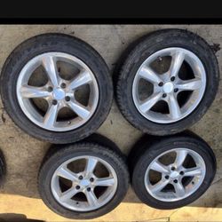 4 — 195/55r15  4x100 4x3.93 Mazda Miata ND Civic Corolla Fit Xa Xb Ia Yaris Wheels Rims 80% Treads Tires!!