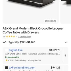 Black Crocodile Coffee Table 