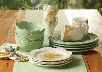 Princess House Marbella Mint/Lemon Set 16 PC