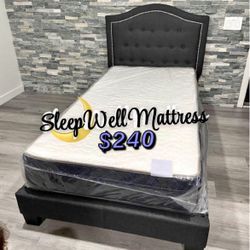 Twin Size Bed Frame With Pillow Top Mattress Included 