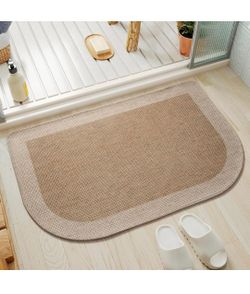 Half Circle Bath Mat, Thin Bathroom Rugs Fit Under Door, Brown 24x35
Non Slip, Quick Dry Absorbent, Rubber Backing Washable, Semi Circle Bathmat for B