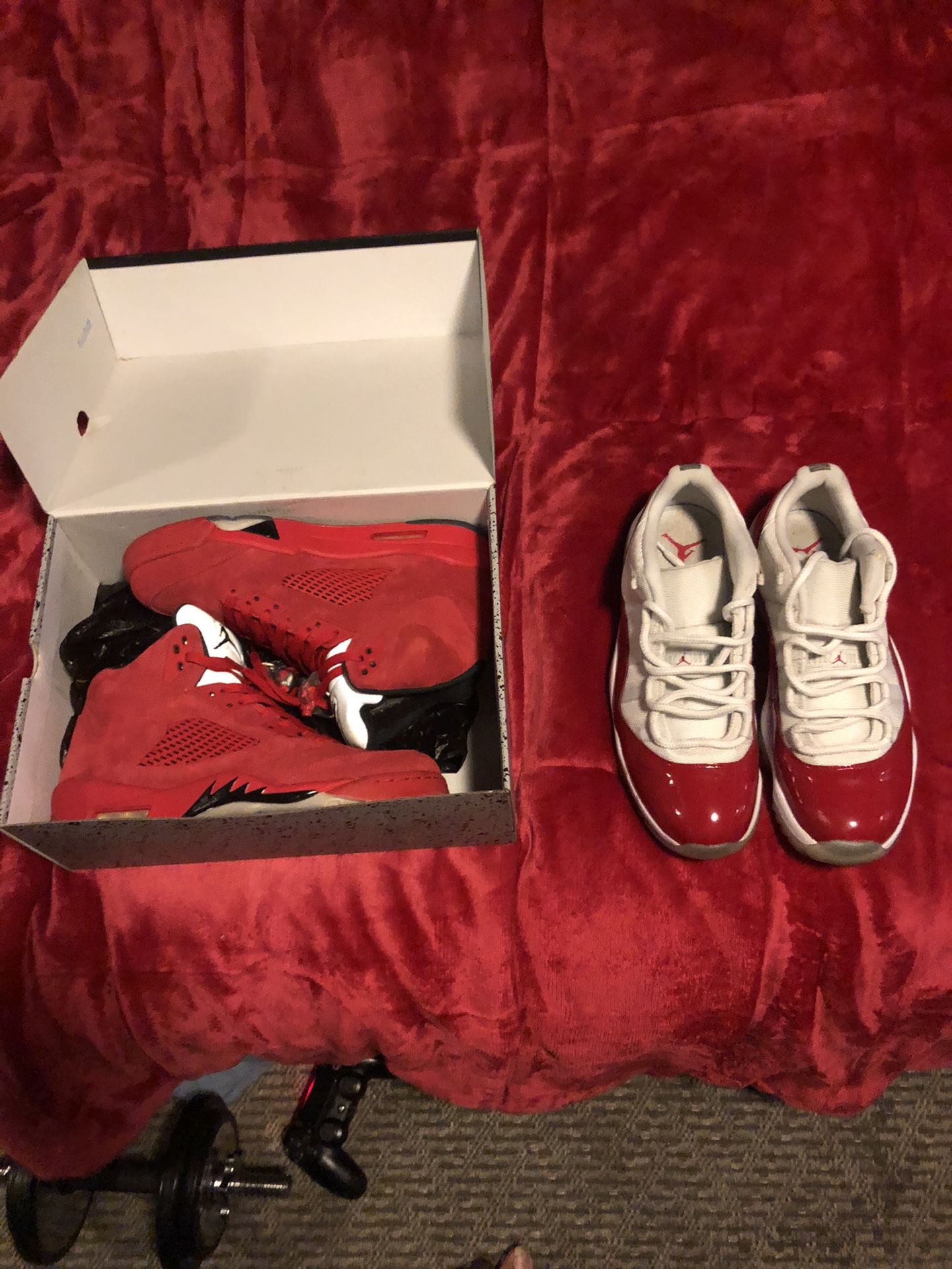 Cherry Jordan 11’s and Red Jordan Suede 5’s Both For $250