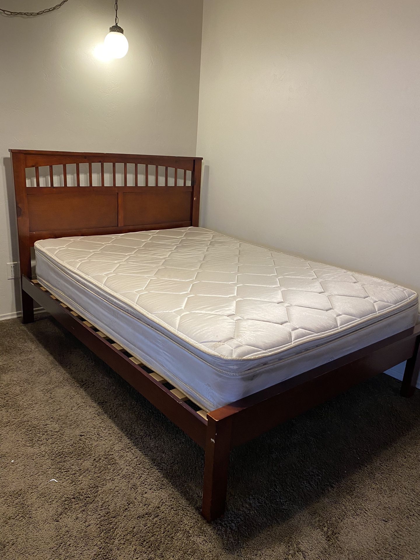 Full size bed frame and mattress