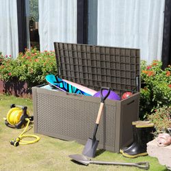 YITAHOME 100 Gallon Large Resin Deck Box Outdoor Storage Boxes for Patio Furniture, Outdoor Cushions, Garden Tools and Pool Supplies-Waterproof,Lockab