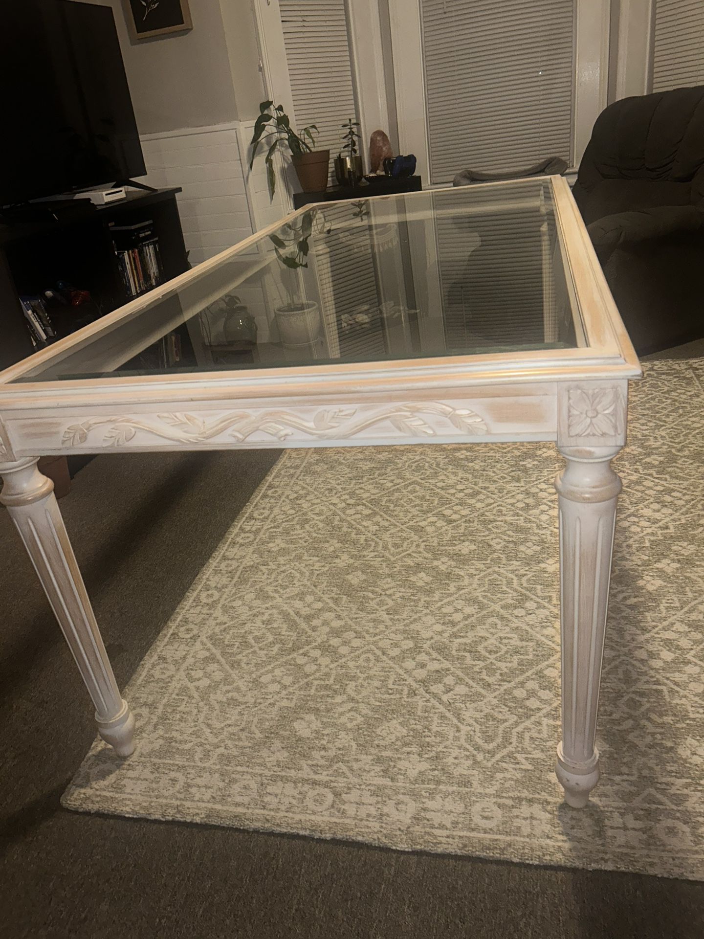 Glass Dining Table With Floral Prints