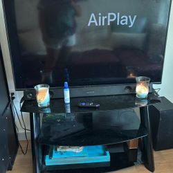 TV, TV Stand, Sound Bar