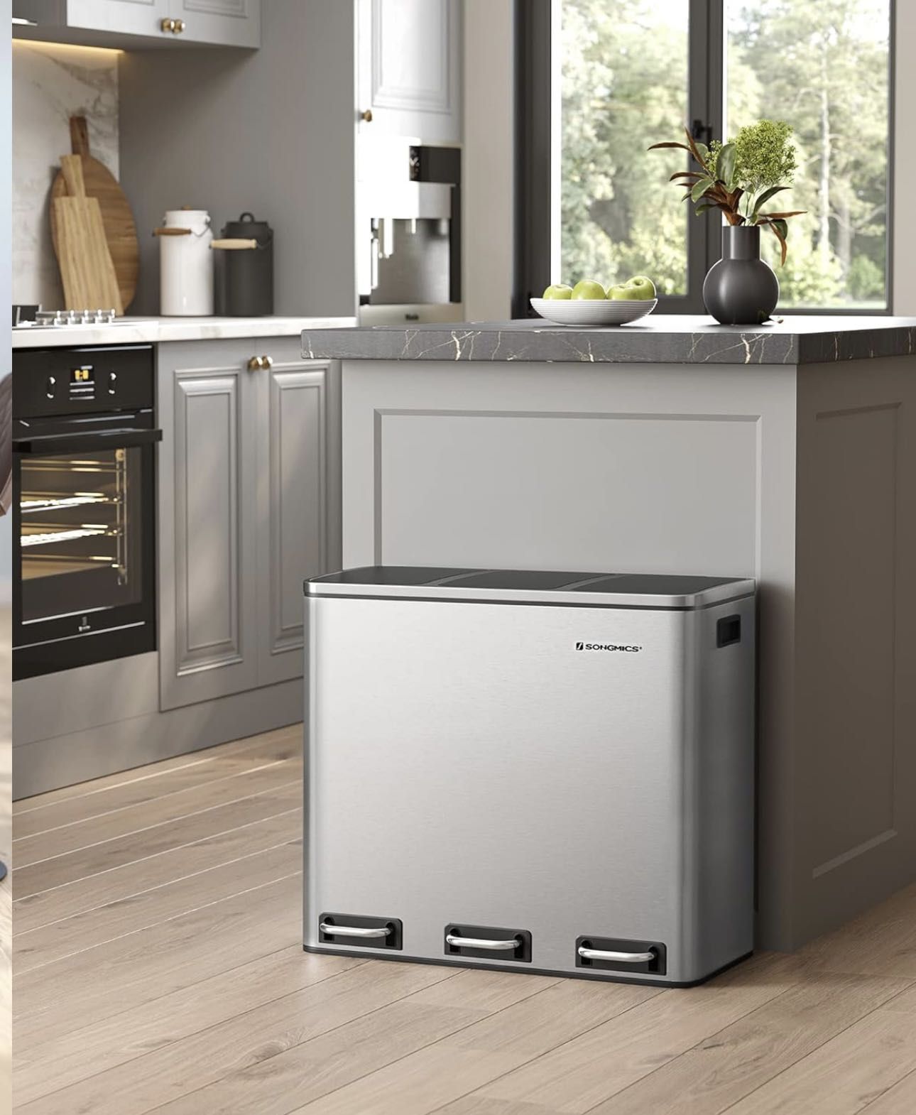 Trash Can, 3 x 4.8 Gallon Garbage Can