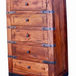 Parota Wood Dresser — Heavy Solid Wood, Rustic Iron Details